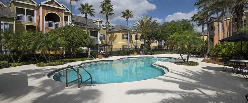 pool-001 View of an apartment complex pool